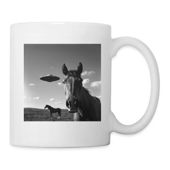 Horse Selfie with UFO Weird 50s Photo 2 - Mug - white - Right