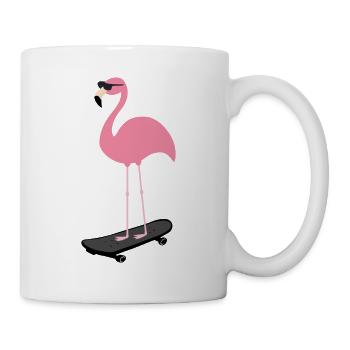 Coole Flamingo On Skateboard Sonnenbrille Pink Vogel - Tasse - Weiß - Rechts