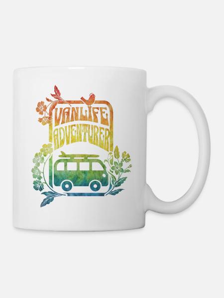 Vanlife - fleurs aux couleurs de l’arc-en-ciel - Mug blanc - blanc