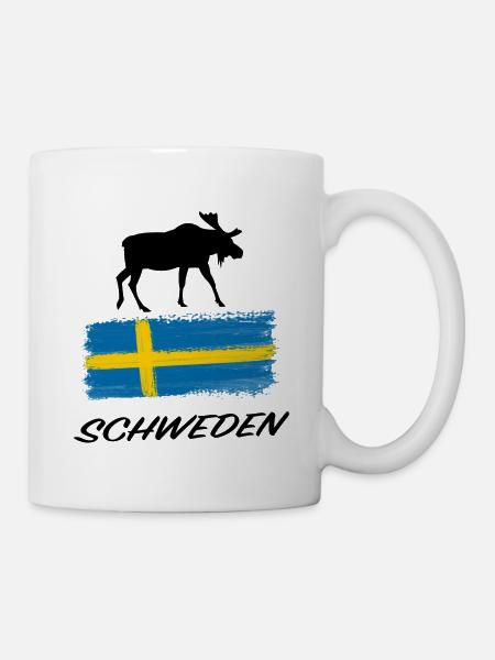 Sweden Moose Flag Holiday Travel Sticker Souvenir - Mug - white