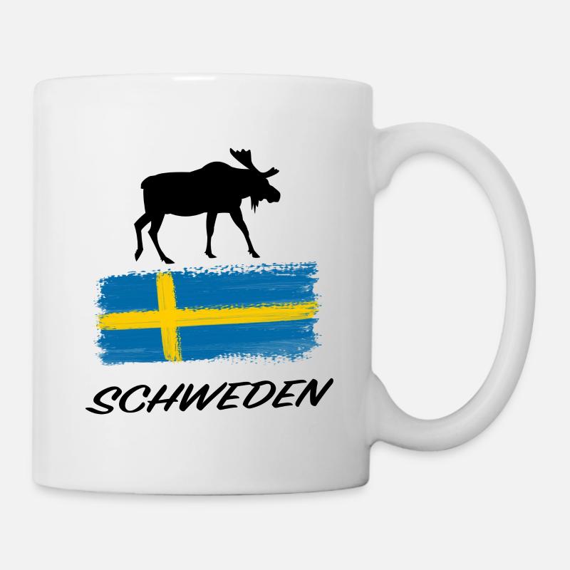 Suède orignal drapeau vacances voyage autocollant souvenir - Mug blanc - blanc