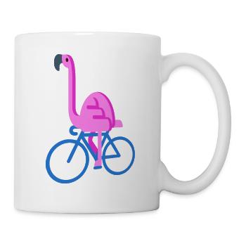 Flamingo Auf Einem Fahrrad Lustig Rosa Vogel Niedlich Spielen - Tasse - Weiß - Rechts