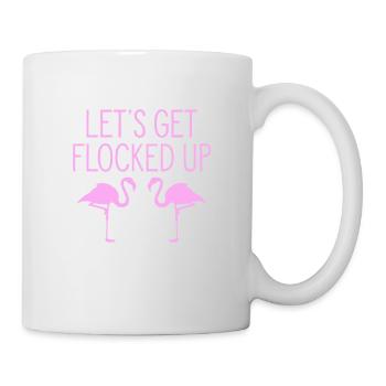 T-Shirt Let’s Get Flockgo Up - Oiseau Flamant Rose - Mug blanc - blanc - Droite