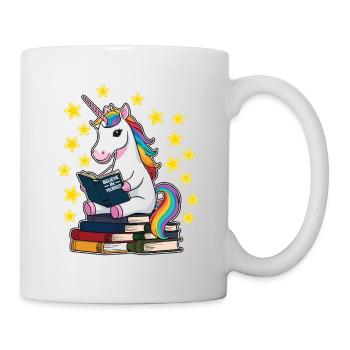 Einhorn Lesen Unicorn - Tasse - Weiß - Rechts