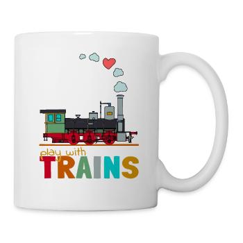 Zug Dampflokomotive Spruch Männer Frauen Kinder - Tasse - Weiß - Rechts