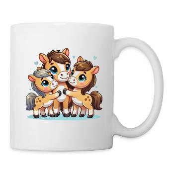 Parent cheval aimant avec deux enfants mignons - Mug blanc - blanc - Droite