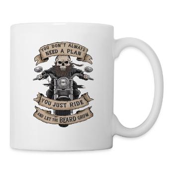 Motorrad Bart Biker Vollbart Bike Rocker - Tasse - Weiß - Rechts