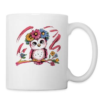 Niedliche Eule Vogel Federn Blumen für einen - Tasse - Weiß - Rechts