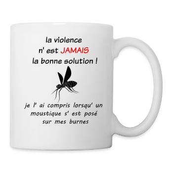 cadeau stop violence moustique sur mes burnes paix - Mug blanc - blanc - Droite