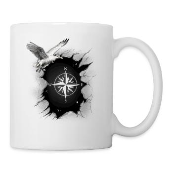 maritime seagull compass seagulls wind rose - Mug - white - Right