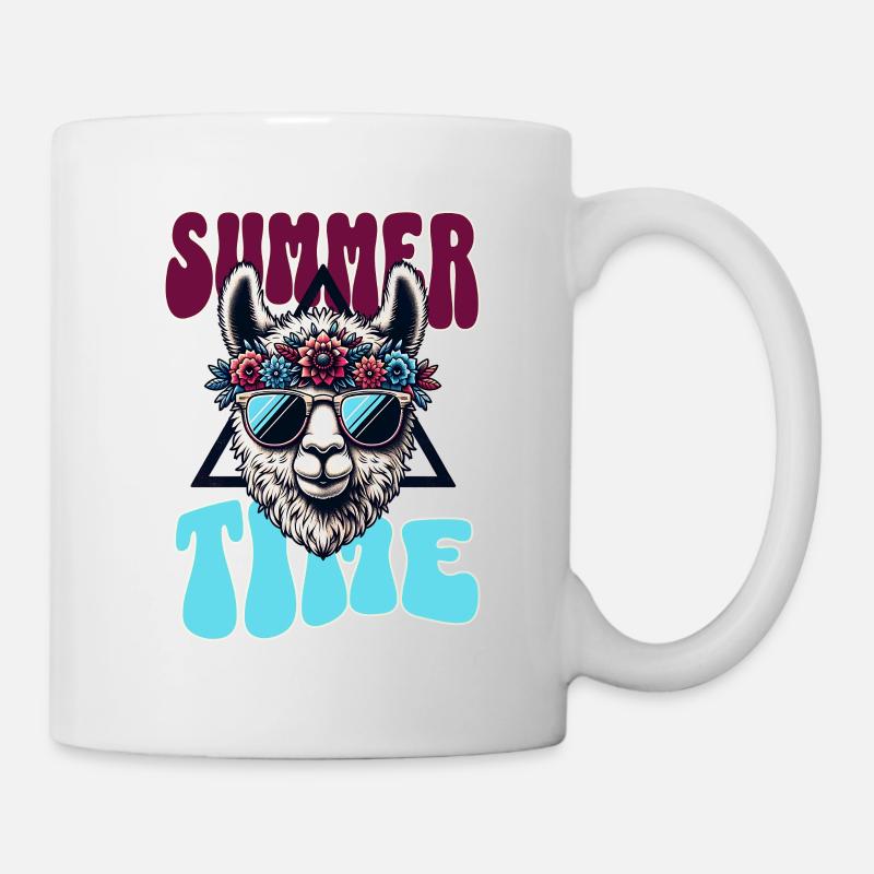 Summer Llama with Sunglasses - Summertime - Mug - white