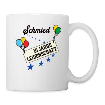 Schmied Jubiläum 10 Jahre 10. jähriges Jubi 10th - Tasse - Weiß - Rechts