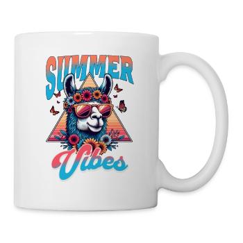Summervibes - Llama with Sunglasses - Gift Idea - Mug - white - Right