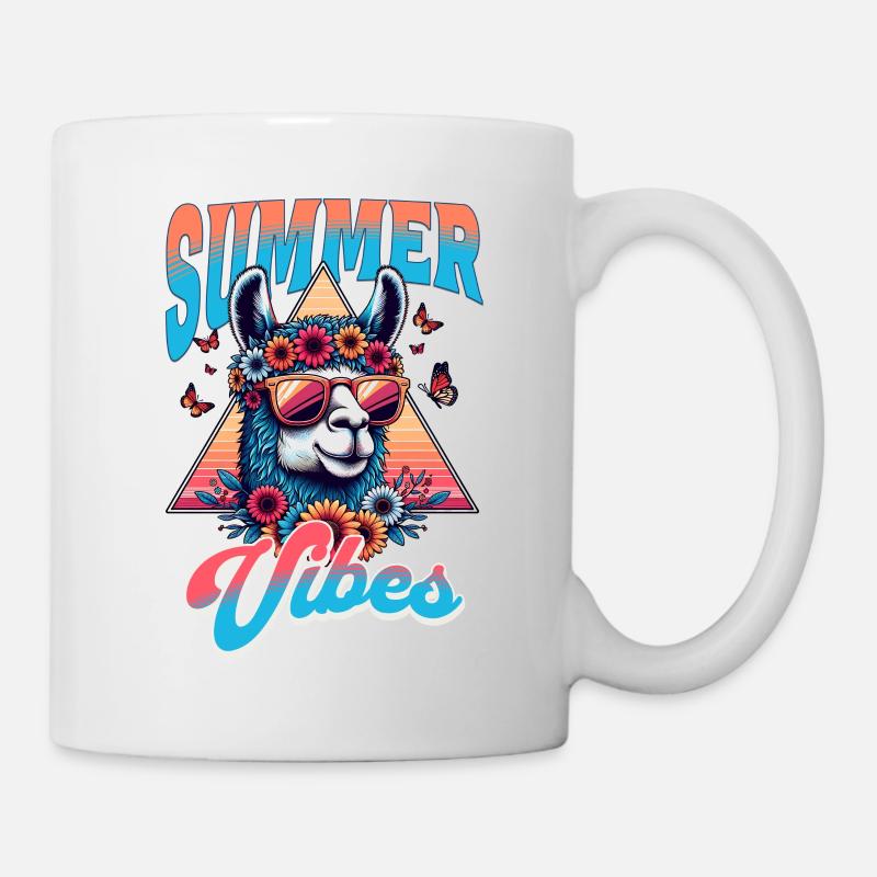 Summervibes - Llama with Sunglasses - Gift Idea - Mug - white