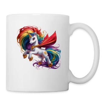Lustiges Einhorn als Held für einen Superheld - Tasse - Weiß - Rechts