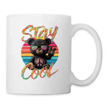 Retro-Friedensbär mit Sonnenbrille für Bären - Tasse - Weiß - Rechts