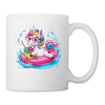 Niedliches Einhorn genießt Eiscreme-Spaß - Tasse - Weiß - Rechts