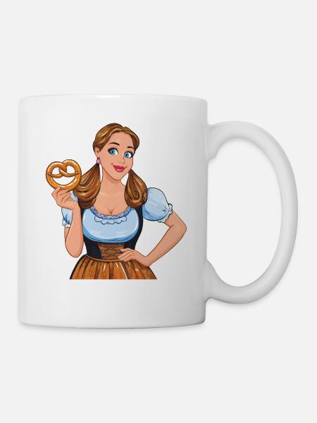 FRAU DIRNDL BREZEL - Tasse - Weiß