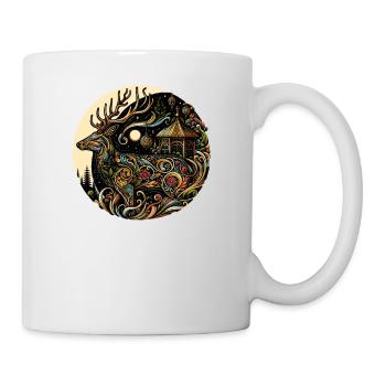 Bunte Hirsch-Fantasie - Tasse - Weiß - Rechts