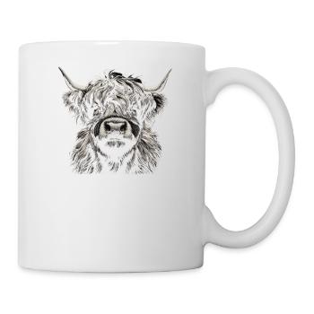 Vache écossaise des Highlands Visage curieux - Mug blanc - blanc - Droite