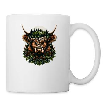 Schottische Hochlandkuh Rustikal - Tasse - Weiß - Rechts