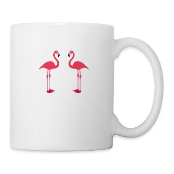Two Cute Pink Flamingos Wading Bird Species Cool - Mug - white - Right