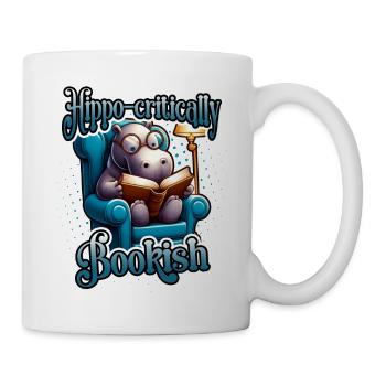 Nilpferd-kritisch Bücherwurm Lustig Lesendes Nilpferd - Tasse - Weiß - Rechts