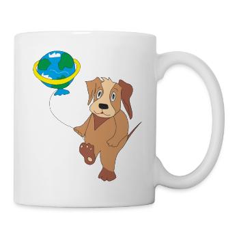 Chien avec ballon - Mug blanc - blanc - Droite