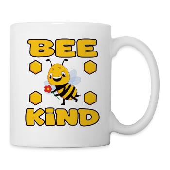 Bee Kind Lustige Biene mit Blume - Tasse - Weiß - Rechts