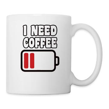 I need Coffee Niedrige Batterie - Tasse - Weiß - Rechts