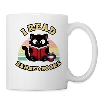 Ich Lese verbotene Bucher Katze - Tasse - Weiß - Rechts