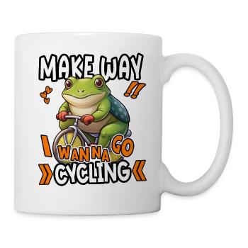 Make Way I Wanna Go Radfahren Lustiger Frosch Design - Tasse - Weiß - Rechts