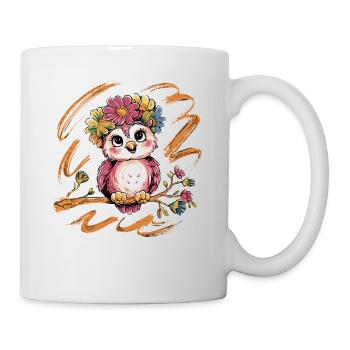 Niedliche Eule Vogel Federn Blumen für einen - Tasse - Weiß - Rechts