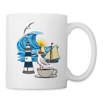 maritim Nordsee Ostsee Möwe Kaffeetasse Ahoi - Tasse - Weiß - Rechts