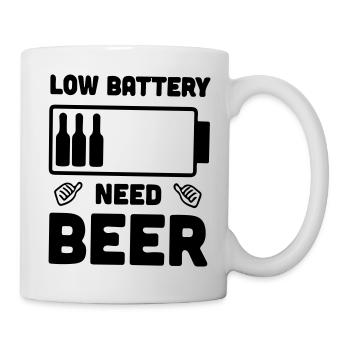 Batterie faible, j'ai besoin de bière, bière, fête - Mug blanc - blanc - Droite