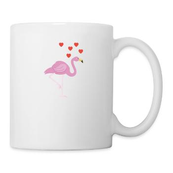 Flamingo Hearts T-Shirt - Bird Lover Pride Pink - Mug - white - Right