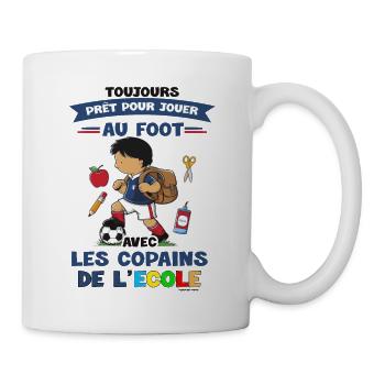 Garçon Aime Jouer au Foot avec Copains de l'école - Mug blanc - blanc - Droite