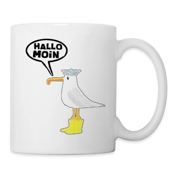 Moin. Hallo Begrüßung Hamburg Spruch am Hafen - Tasse - Weiß - Rechts