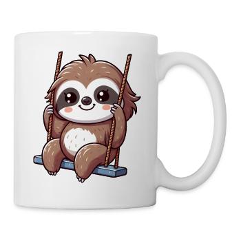 Paresseux mignon sur l’aire de jeux de dessin animé de balançoire - Mug blanc - blanc - Droite