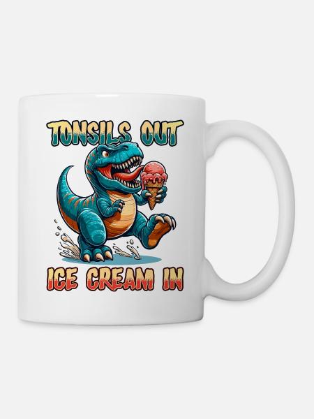 Amygdales Out Ice Cream Dans L’amygdale Dino Amygdalectomie - Mug blanc - blanc