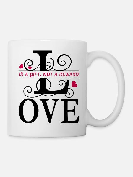 L’amour est un cadeau floqué bicolore - Mug blanc - blanc