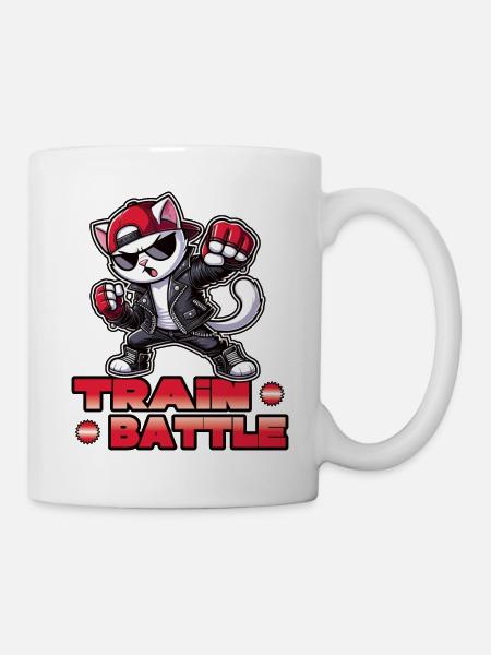 Train Battle Kampfkatze - Tasse - Weiß