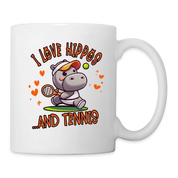 I Love Hippos and Tennis Funny - Mug - white - Right