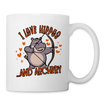Ich liebe Nilpferde und Bogenschießen lustig - Tasse - Weiß - Rechts