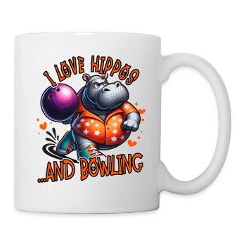 Ich liebe Nilpferde und Bowling lustig - Tasse - Weiß - Rechts