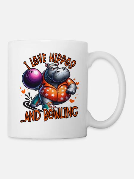 Ich liebe Nilpferde und Bowling lustig - Tasse - Weiß