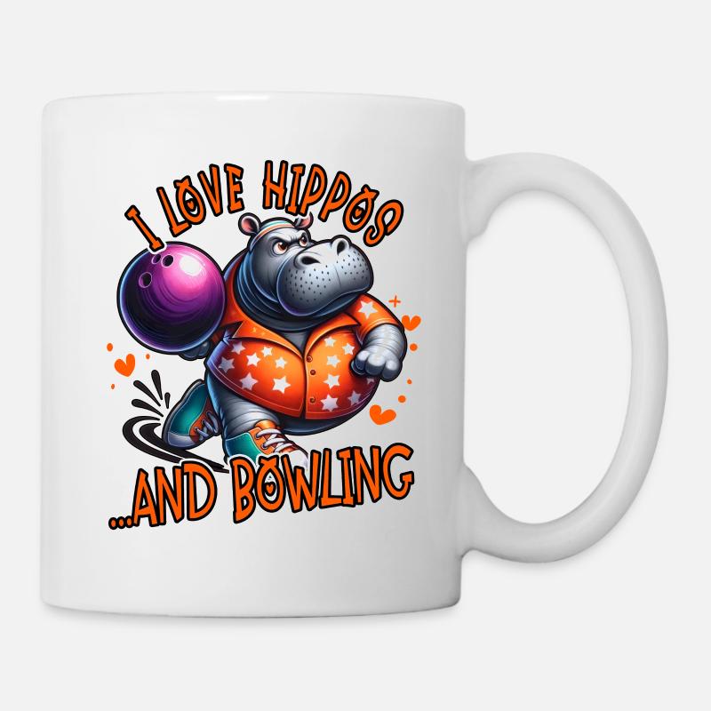 Ich liebe Nilpferde und Bowling lustig - Tasse - Weiß