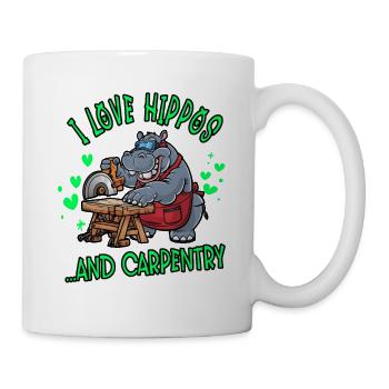 Ich liebe Nilpferde und Tischlerarbeiten - Tasse - Weiß - Rechts