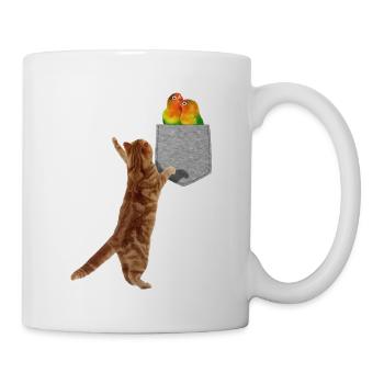 Chat Atteignant Les Tourtereaux Dans Une Fausse Poche Imprimée - Mug blanc - blanc - Droite