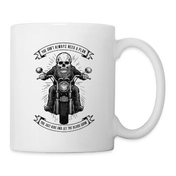 Motorrad Bart Biker Vollbart Bike Rocker - Tasse - Weiß - Rechts
